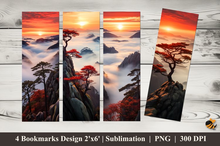 Misty Sunrise Bookmark Sublimation Design example image 1