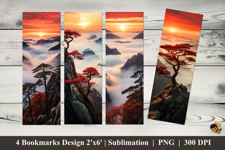 Misty Sunrise Bookmark Sublimation Design