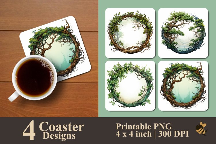 Round Twig Coaster Sublimation Designs example image 1