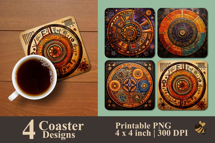 Ancient Tribal Coaster Sublimation Designs