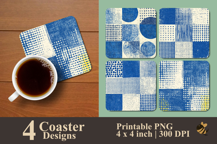 Duotone Grid Harmony Coaster Sublimation Design