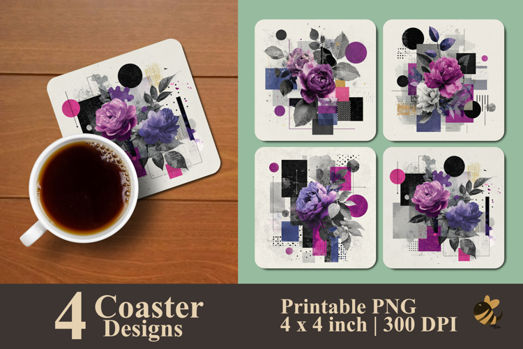 Abstract Rose Geometry Coaster Sublimation Design