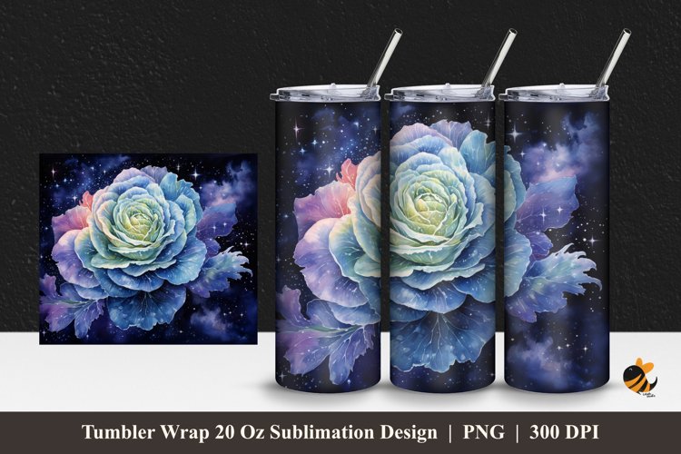 Watercolor Cabbage Tumbler Wrap Sublimation Design 1