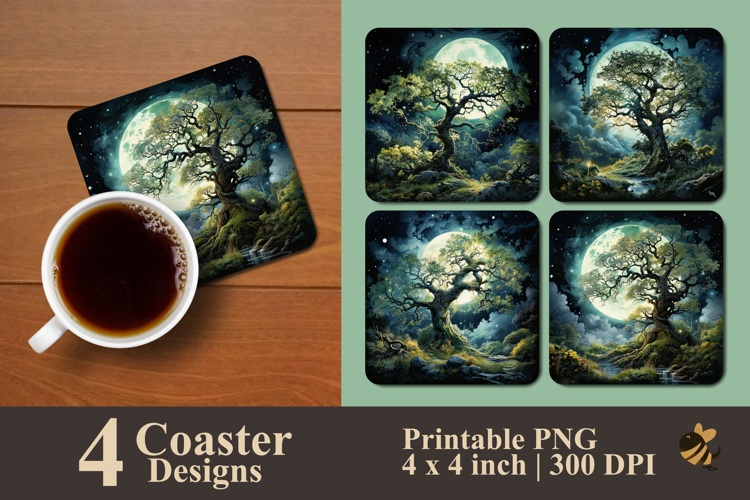 Beauty Of Mossy Trees Coaster Sublimation Design