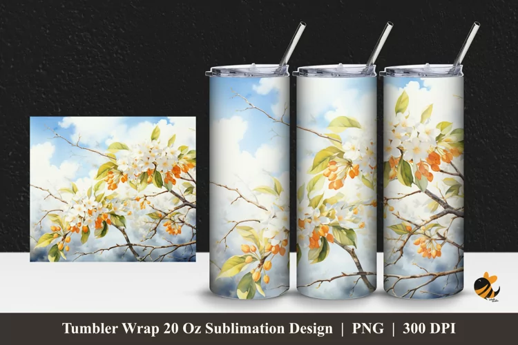 Osmanthus Flower Tumbler Wrap Sublimation Design 1