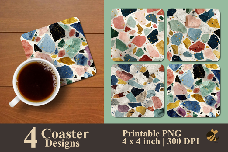 Modern Terrazzo Coaster Sublimation Design