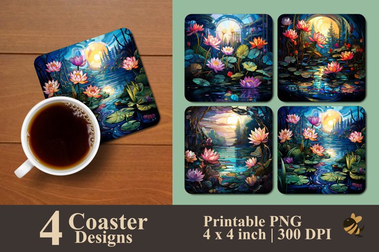 Lotus View Coaster Sublimation Designs example image 1