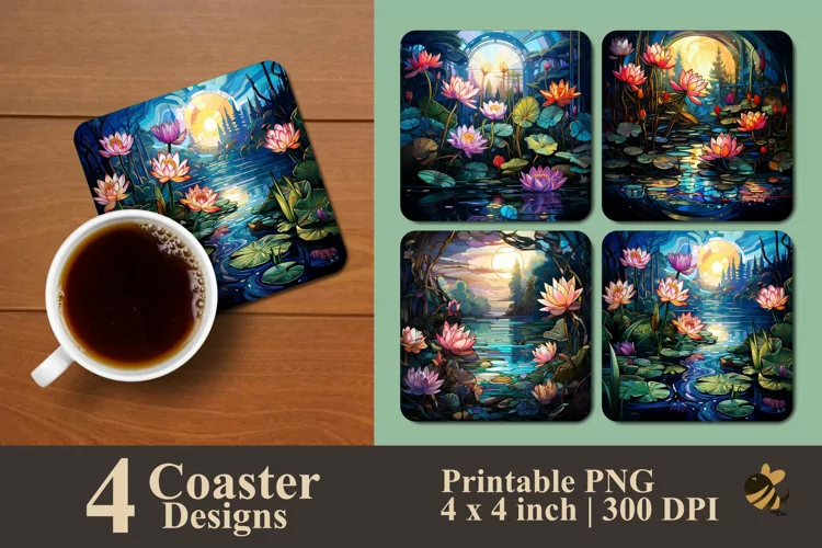 Lotus View Coaster Sublimation Designs