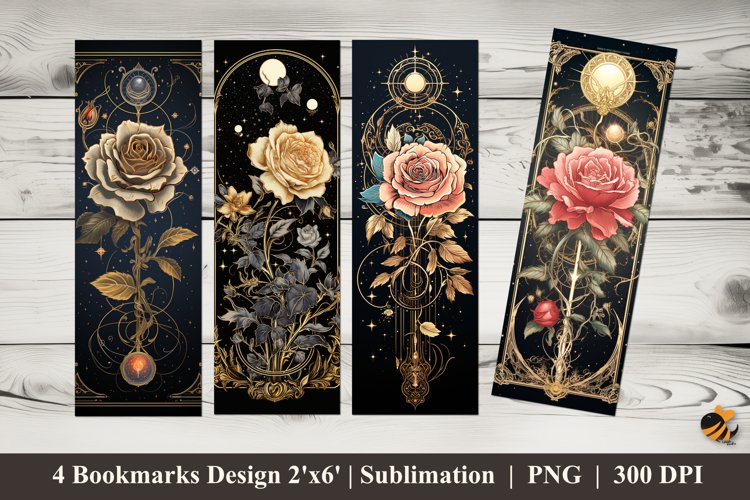 Vintage Rose Bookmarks Sublimation Design example image 1