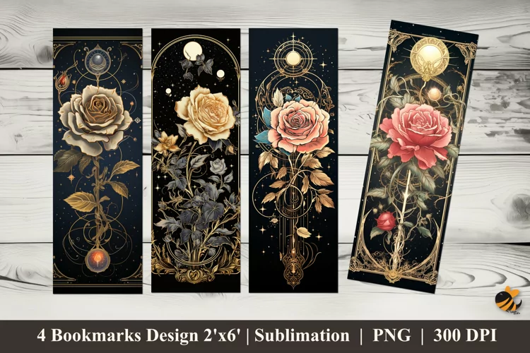 Vintage Rose Bookmarks Sublimation Design