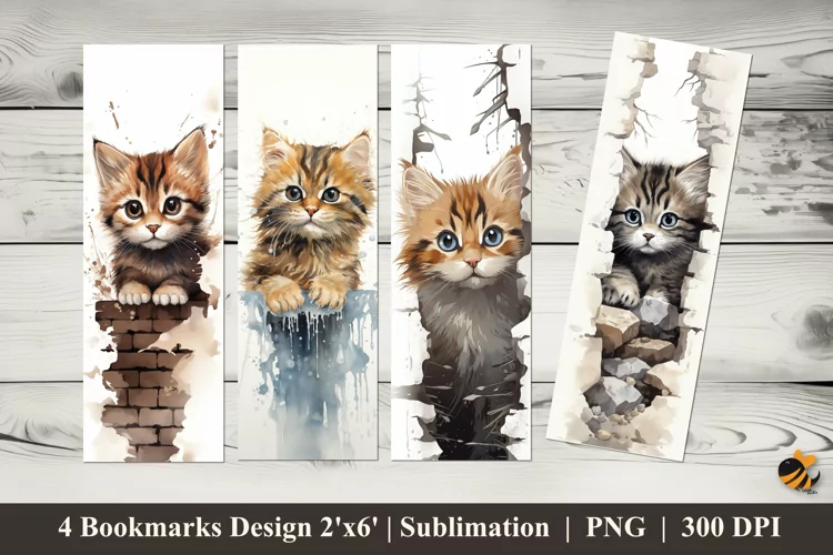 Sharp Gaze Cat Bookmarks Sublimation Design