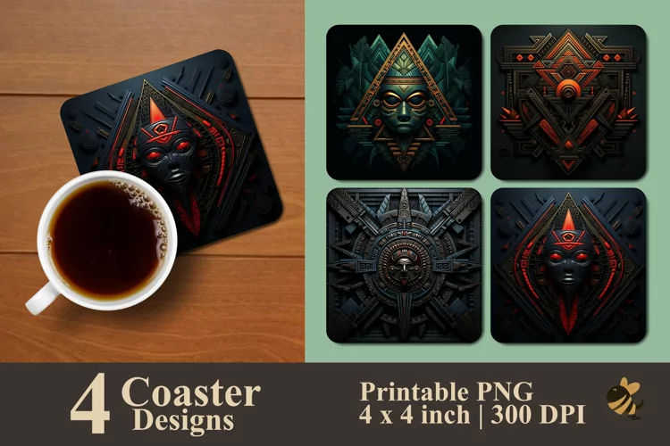 Tribal Art Design Coaster Sublimation Designs
