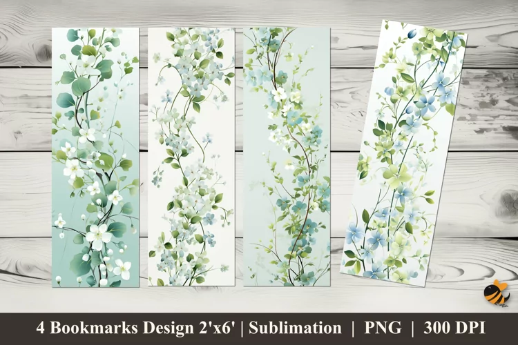 Delicate Floral Pattern Bookmarks Sublimation Design