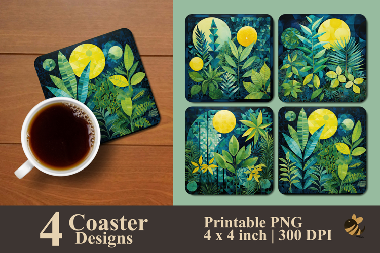 Art Floral Coaster Sublimation Design