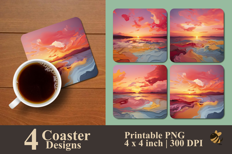 Melting Sunset Coaster Sublimation Design