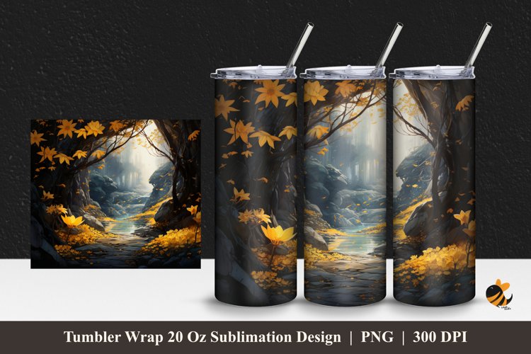 Witch Hazel Flower Tumbler Wrap Sublimation Design 1 example image 1