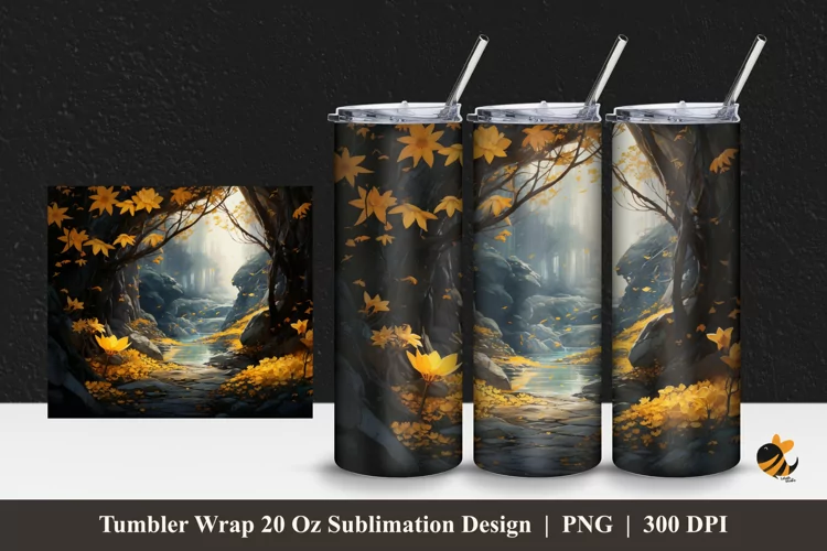 Witch Hazel Flower Tumbler Wrap Sublimation Design 1