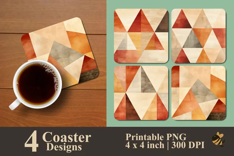 Desert Mirage Geometri Coaster Sublimation Designs