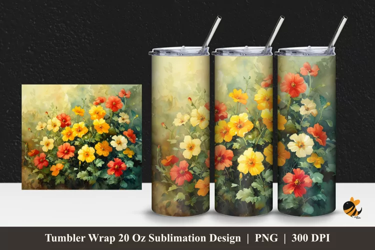 Plants Abstract Tumbler Wrap Sublimation Design 1