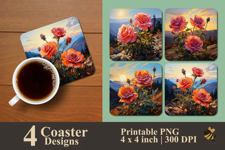 Rose Hill Coaster Sublimation Designs