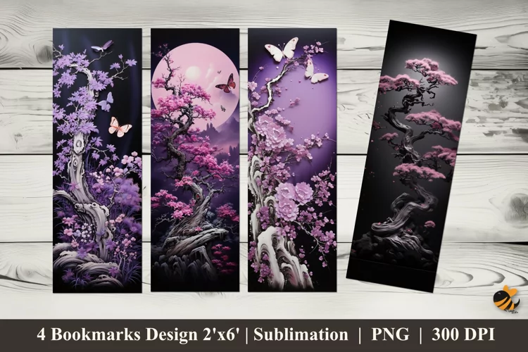 Shades of Purple Bookmarks Sublimation Design