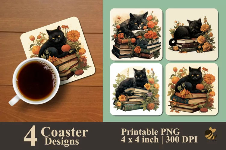 Naughty Cat Coaster Sublimation Designs