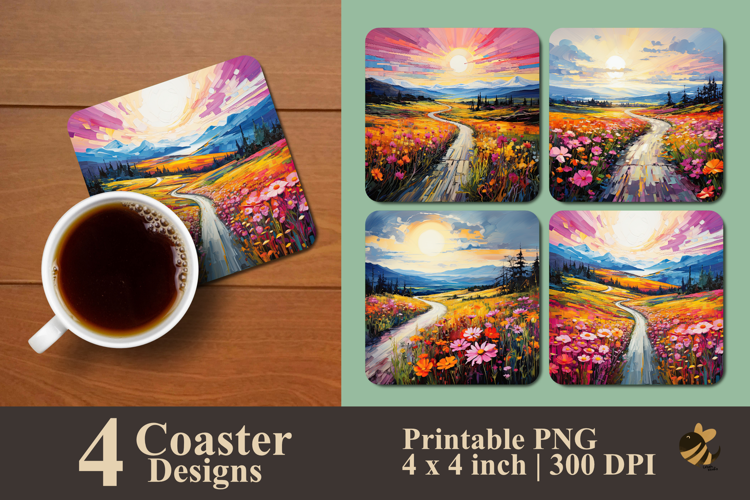 Road to Nature Coaster Sublimation Design