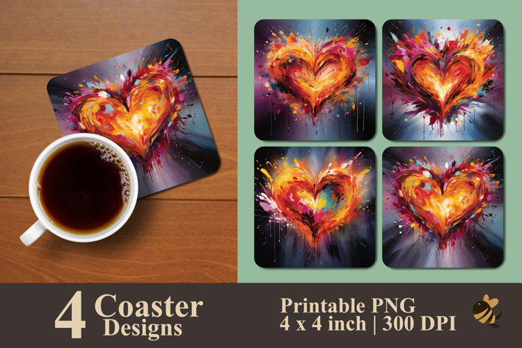 Radiant Love Burst Coaster Sublimation Design