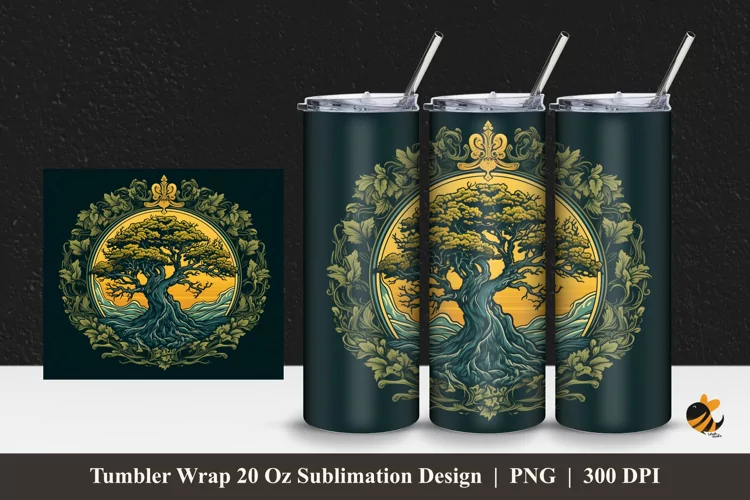 Handdrawn Mangrove Tumbler Wrap Sublimation Design 1