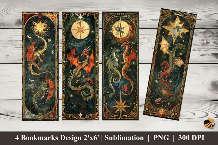 Dragon Card Bookmarks Sublimation Design
