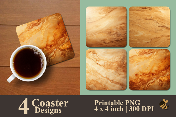 Golden Sandstone Glow Coaster Sublimation Design