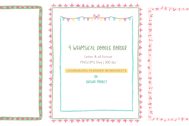 Floral Journal Borders Scrapbook PNG Set