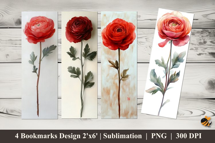 A Rose Bookmarks Sublimation Design example image 1