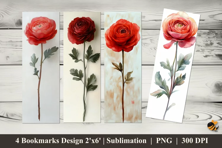 A Rose Bookmarks Sublimation Design