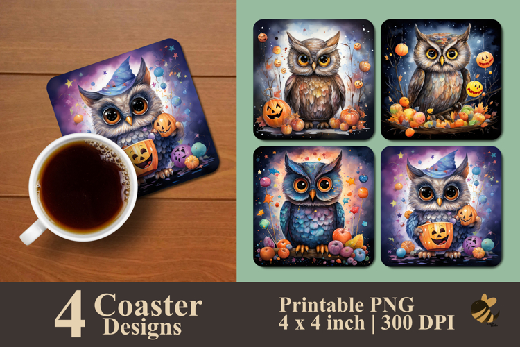Owl With Candy Coaster Sublimation Design