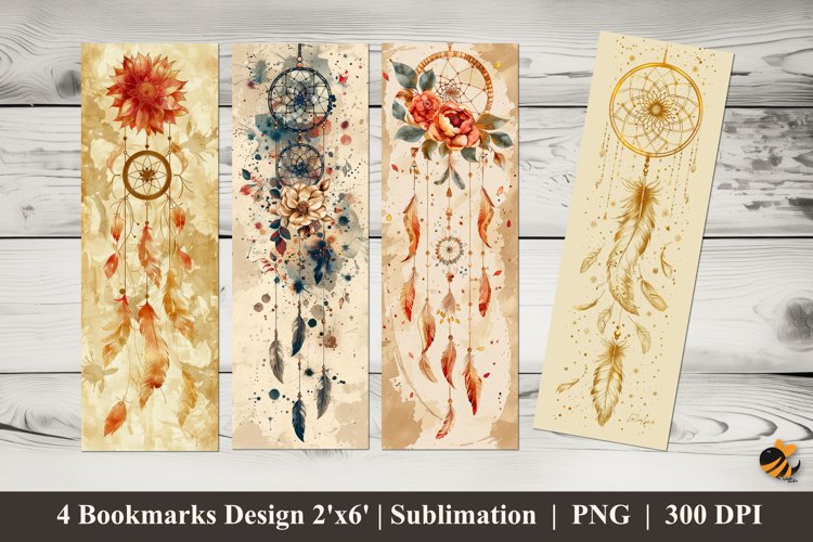 Catcher Flower Bookmarks Sublimation Design example image 1