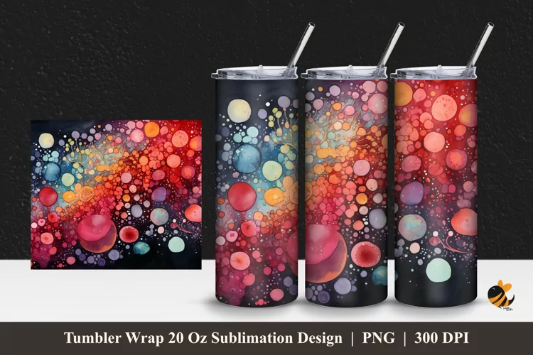 Multicolor Microorganisms Tumbler Wrap Sublimation Design 1