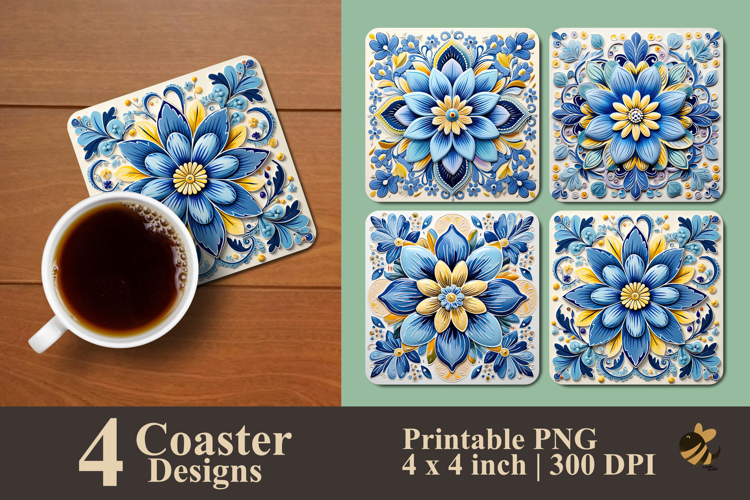 Bohemian Tile Garden Coaster Sublimation Design