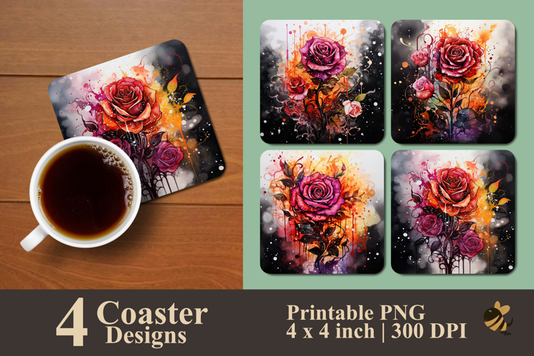 Spirit Rose Coaster Sublimation Design