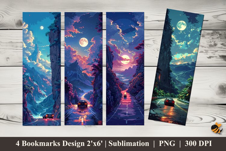 Drift Car Bookmarks Sublimation Design example image 1