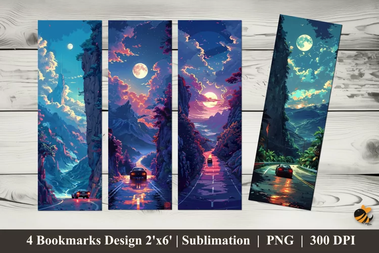 Drift Car Bookmarks Sublimation Design