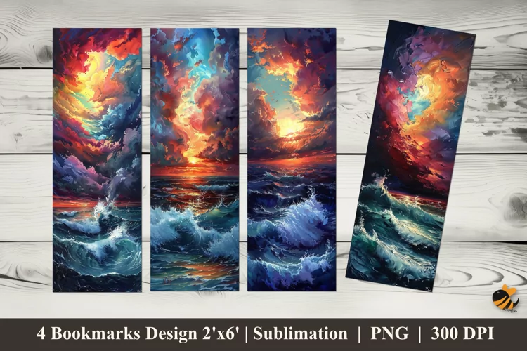 Clouds And Waves Bookmarks Sublimation Design