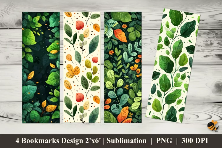 Green Leaf Bookmarks Sublimation Design