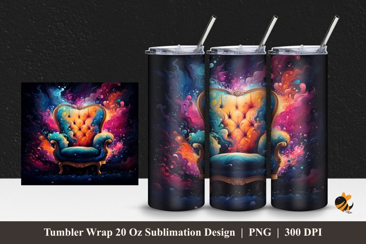 Fantasy Chair Tumbler Wrap Sublimation Design 1 example image 1