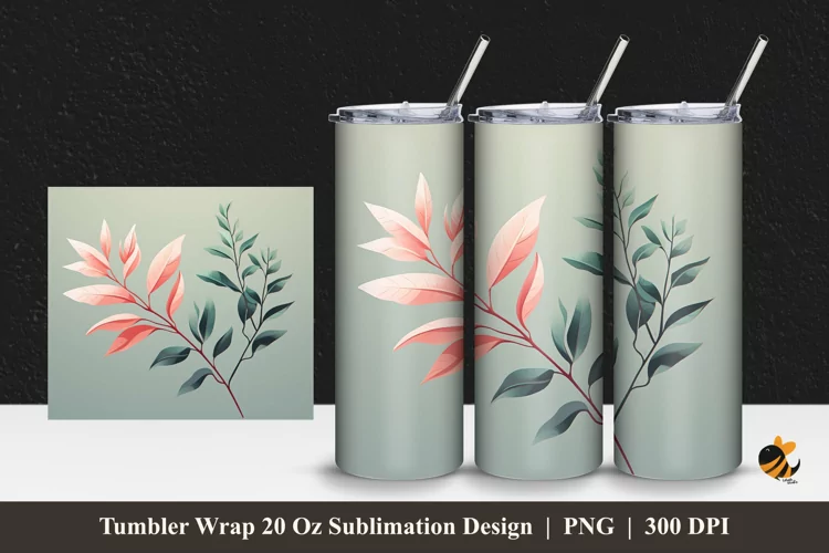 Flat Twigs Tumbler Wrap Sublimation Design 1