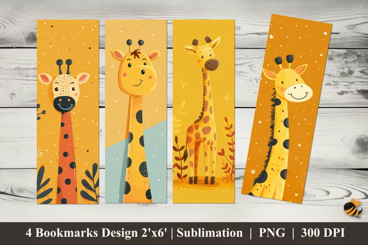 Funny Giraffe Bookmark Sublimation Design