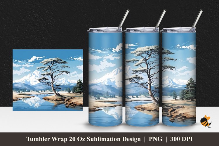 Mountain View Tumbler Wrap Sublimation Design 1