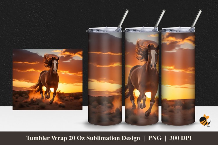 Wild Horse Tumbler Wrap Sublimation Design 1