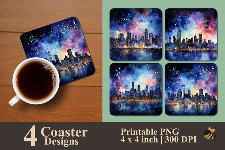 City Lights Celebration Coaster Sublimation Design