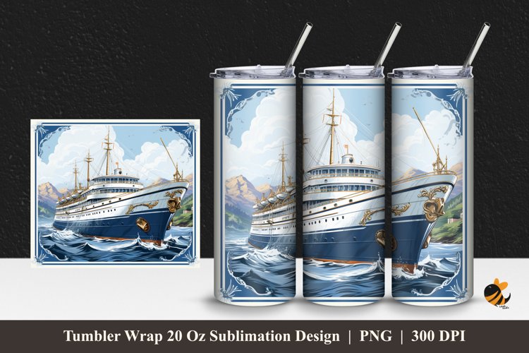 Travel Ship Tumbler Wrap Sublimation Design 1 example image 1